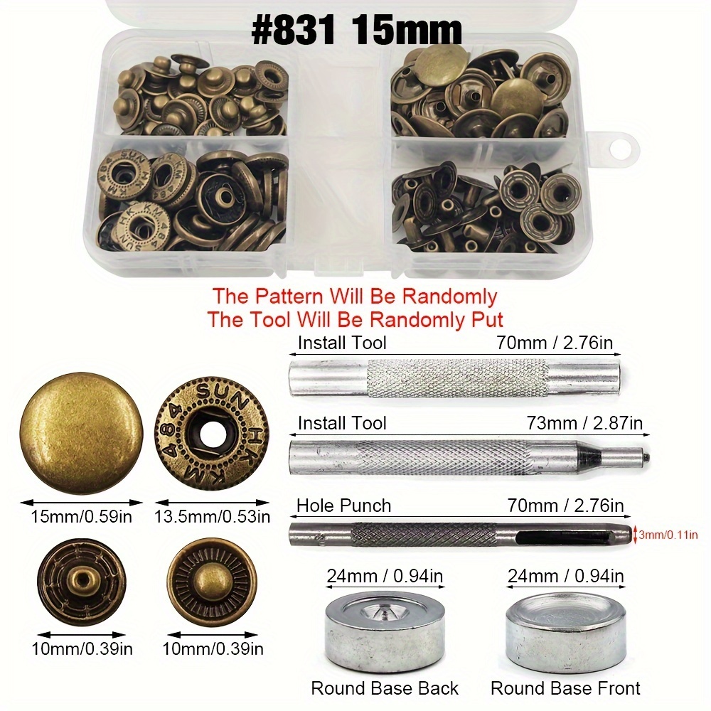 Snap Fastener Kit Copper Snap Button Press Stud Cover Silver - Temu