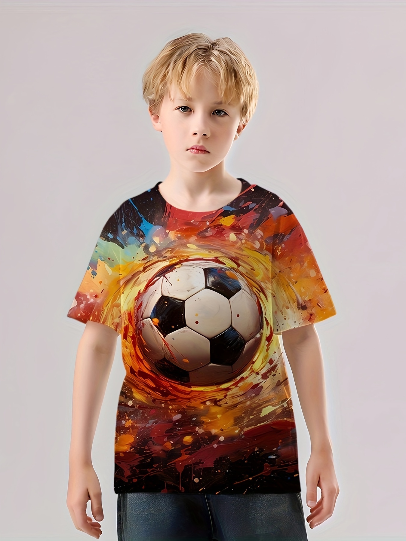 Camiseta Estampado Oso Jugador Fútbol Camisetas Niños - Temu