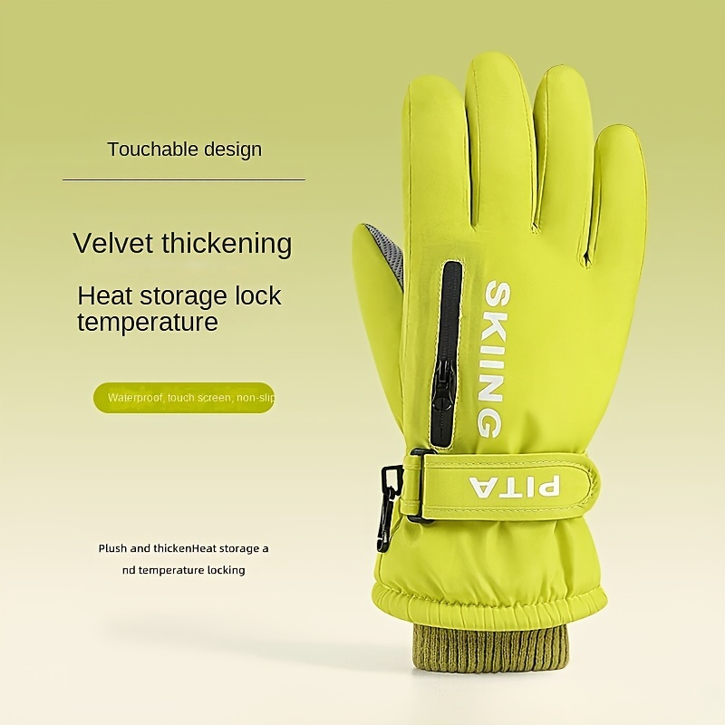 Waterproof Winter Skiing Gloves Touch Screen with Zippered Pockets