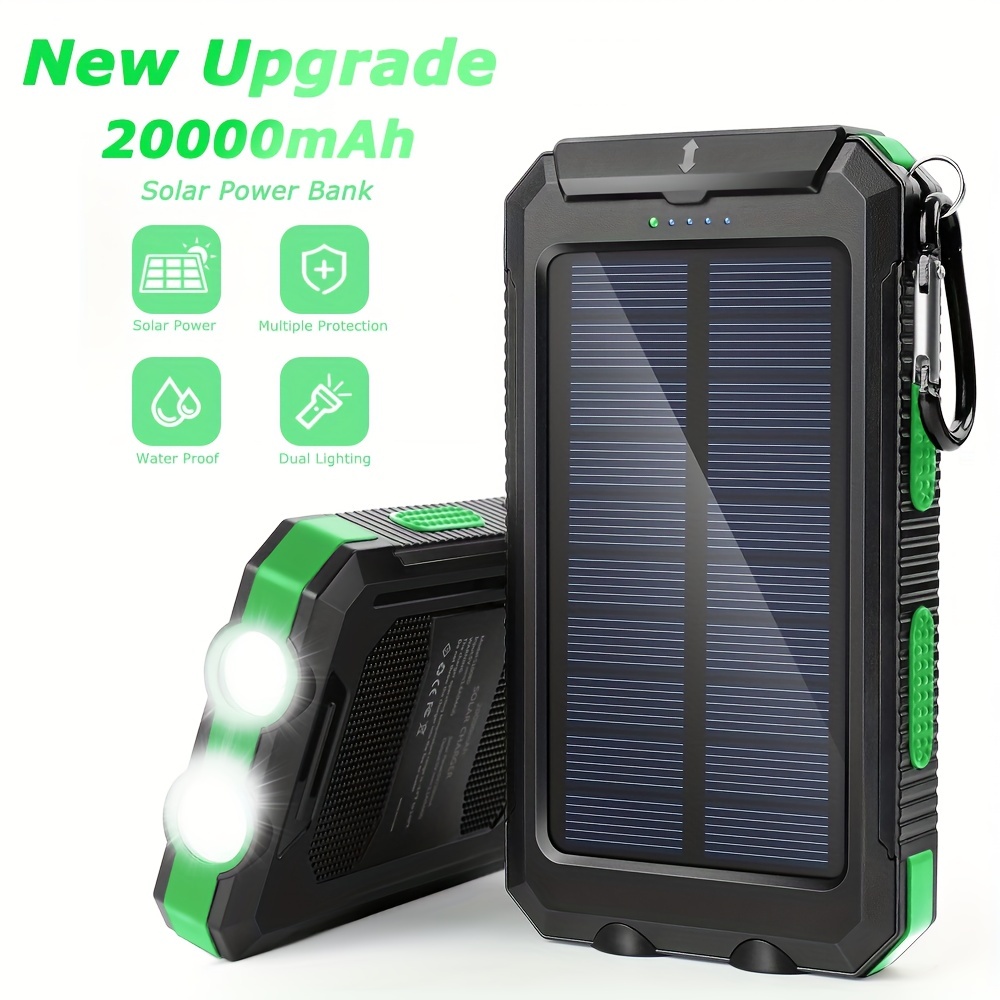 Banco Energía Solar Cargador Solar 20000 Mah Cargador - Temu
