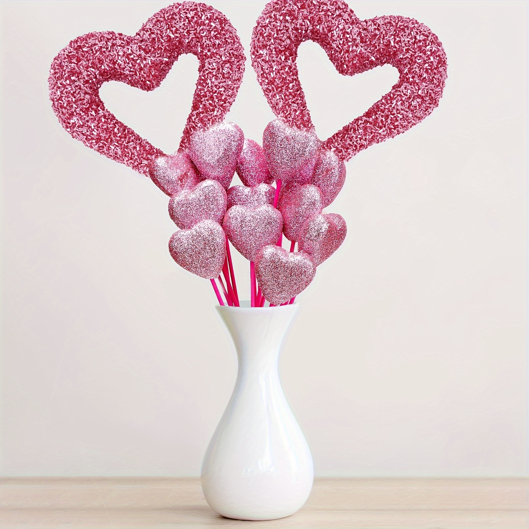 48 PC Glitter Valentine Foam Hearts