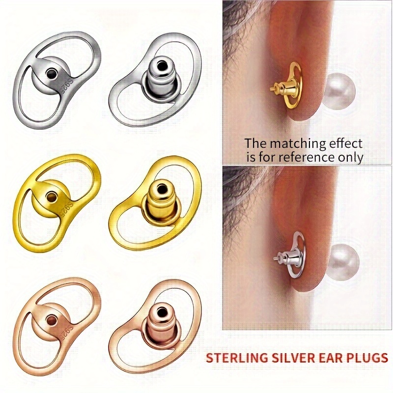 

1pair S925 Sterling Silver Ear Plug Fixed Buckle Earrings Anti-drop Back Plug Ear Ear Clog Support Diy Ear Jewelry Accessories Pearl Ear Studs (1 Pair Price)