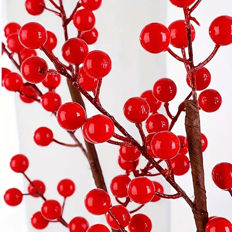 Fake Red Berries Red Berry Picks Branch Artificial Berry - Temu