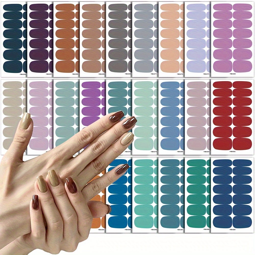 

24 Sheet Full Wrap Nail Polish Stickers With 6 Nail Files, Nail Strips Self-adhesive Gel Nail Strips Art Decals For Home Women Girls Nail Decorations