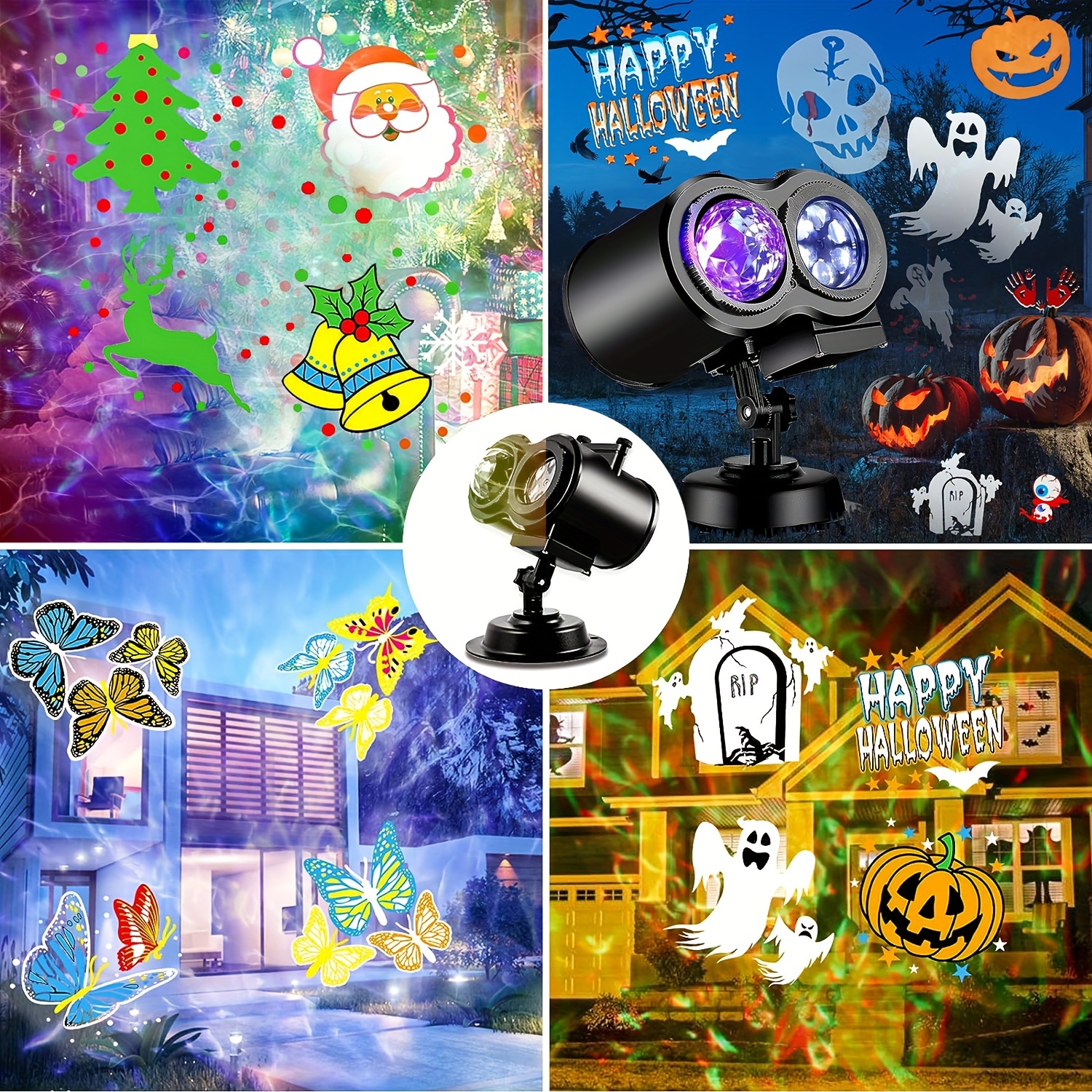 1 pack halloween christmas projector lights outdoor 16 different slides 2 in 1 led christmas snowflake projectors with remote control timer moving patterns ocean wave waterproof for xmas halloween holiday party details 9
