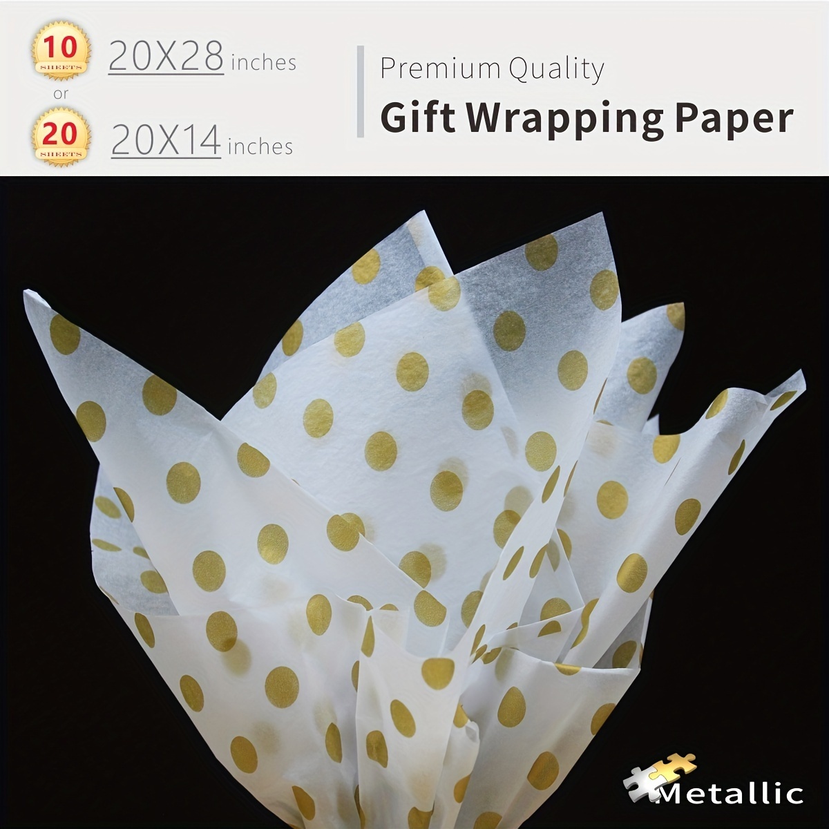 1PC Christmas Simple Bronze Gold Gift Wrapping Paper Wave Dot Gift