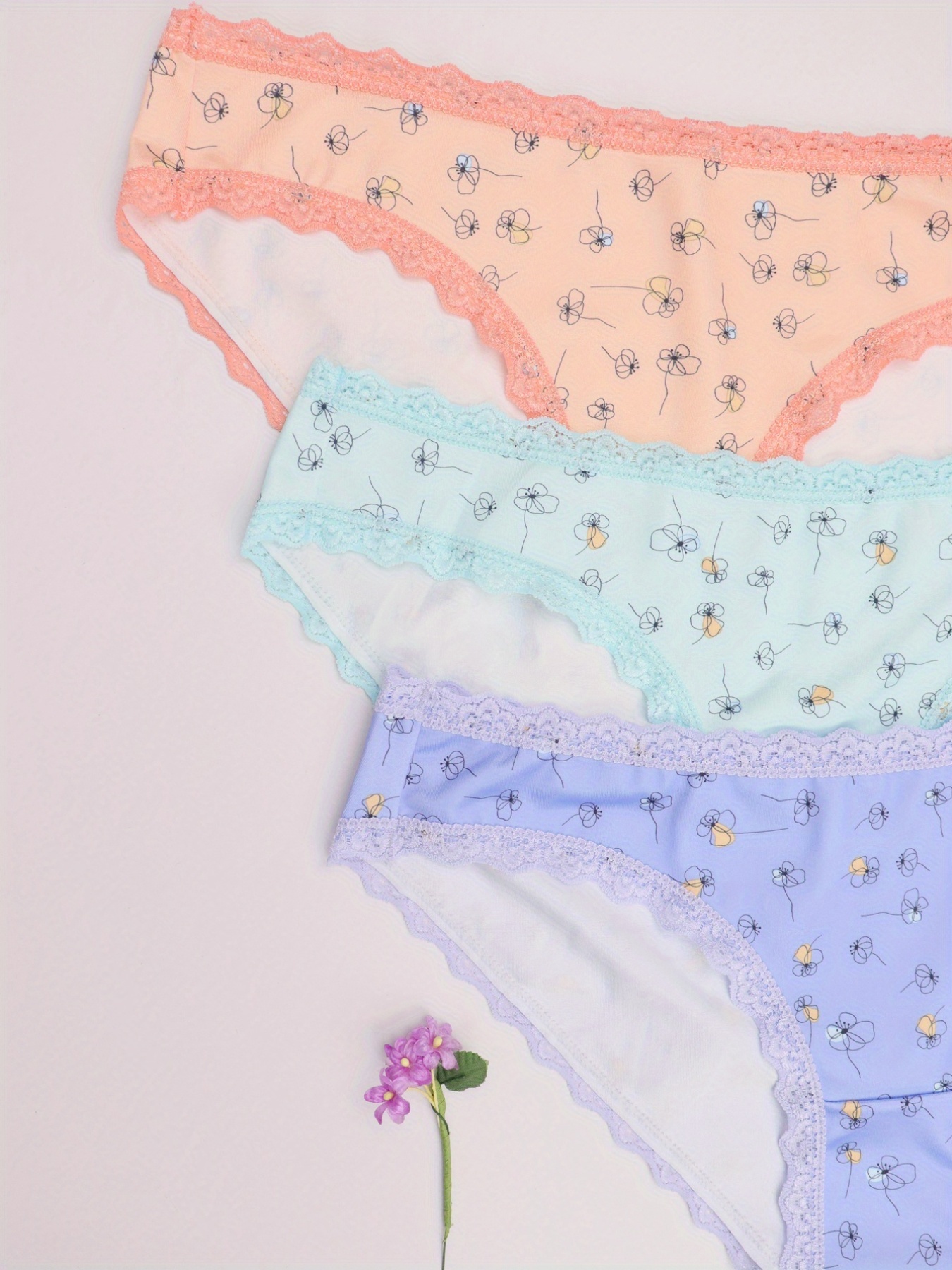 5pcs/set Women's Underwear, Cute Comfy Floral Print Mid-rise Seamless  Panties, Size M-xl