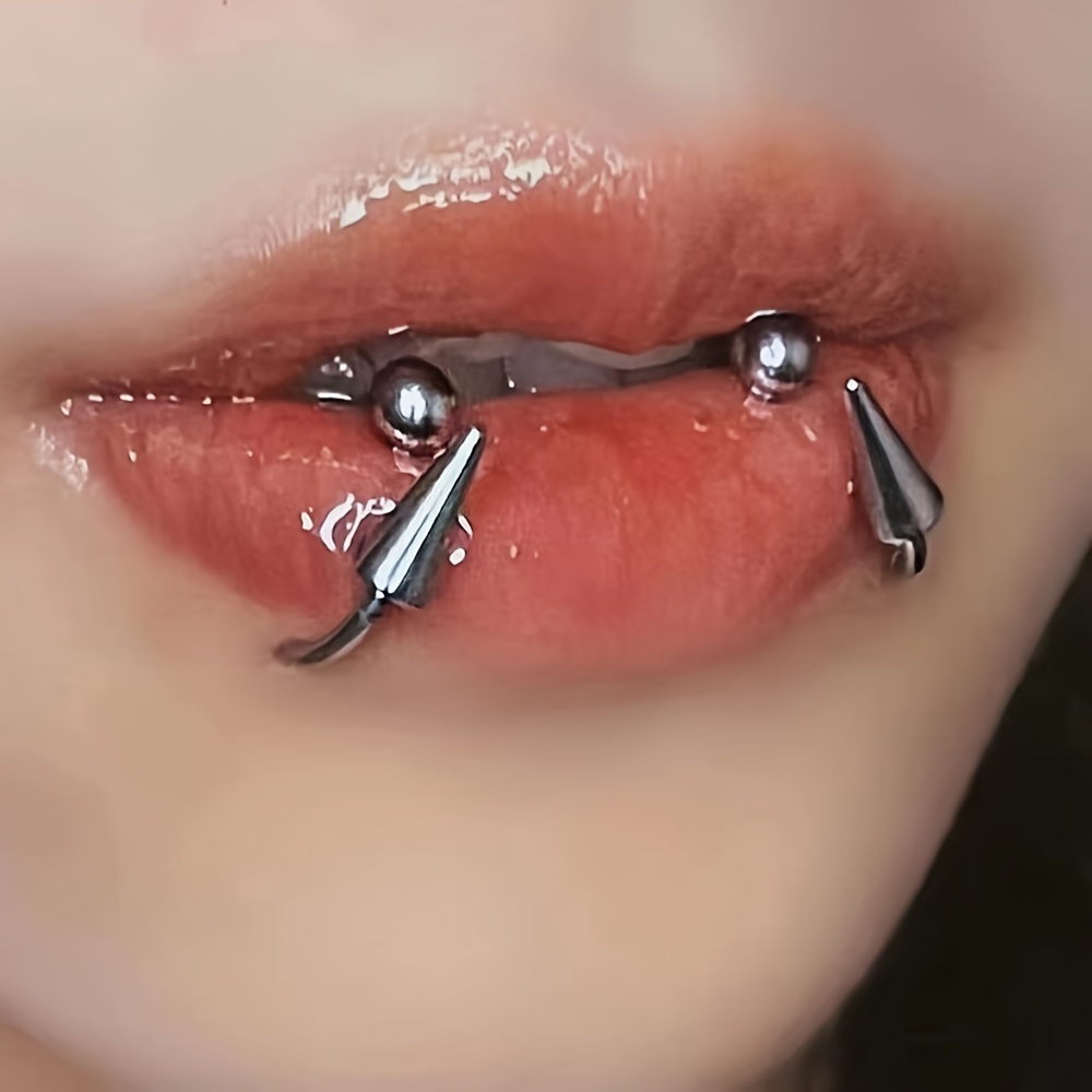 1pc Punk Style Stainless Steel Spider Lip Stud Lip Ring For Women, Bar  Accessory