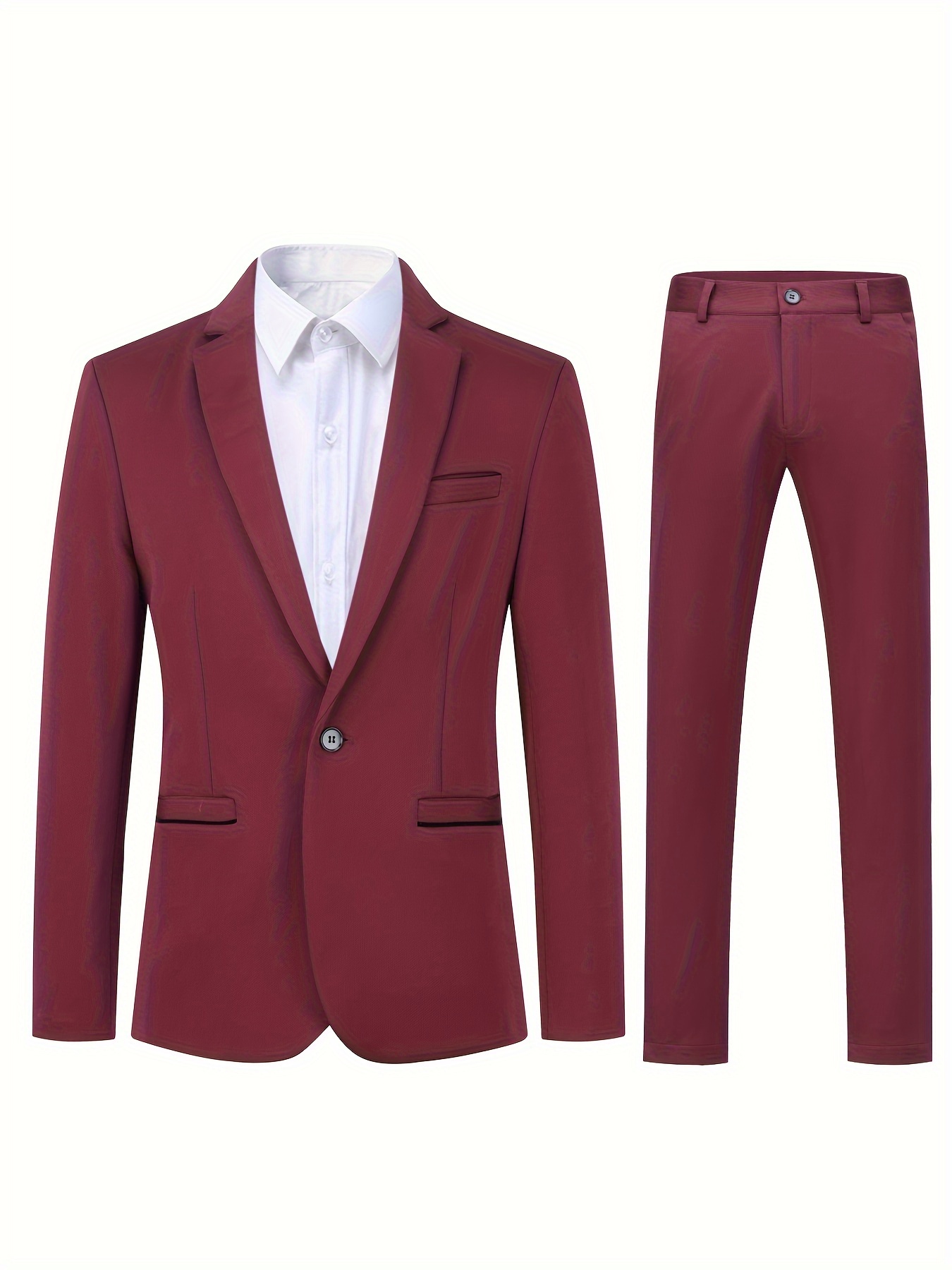 Formal Men's Two Button Suit Jacket Dress Pants Suit Set - Temu