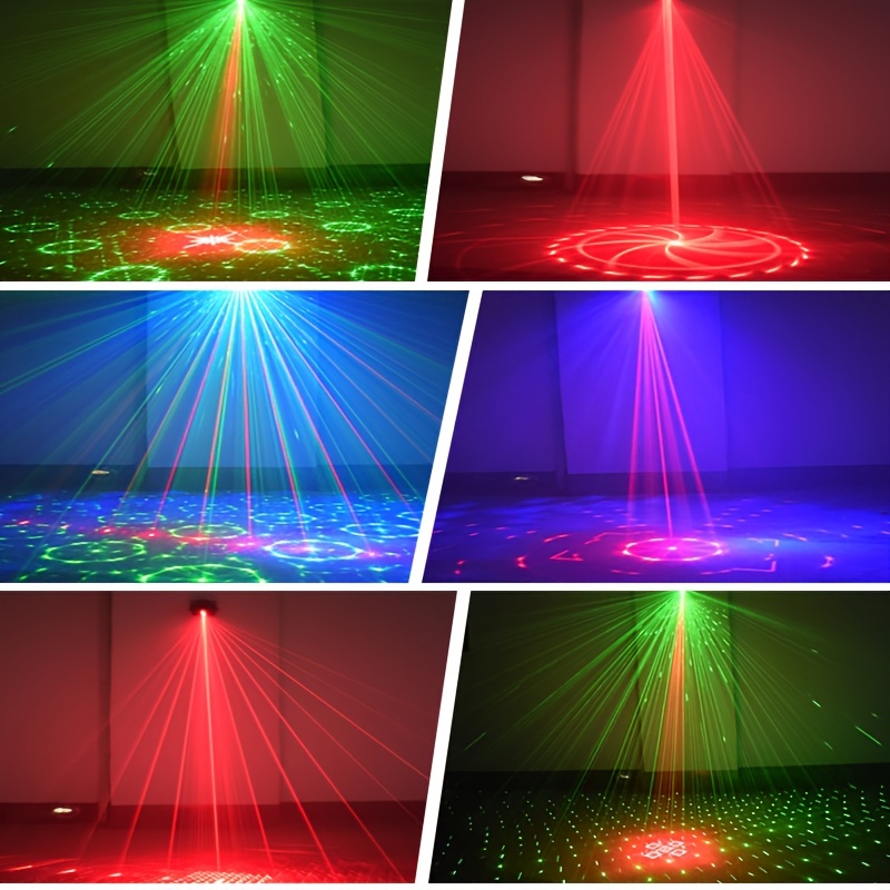 8-hole 3-in-1 UV Disco DJ Party Lights Stage Shock Light Projection Lights  With Remote Control Sound Activated Jumping Dance House Party Strobe Lights