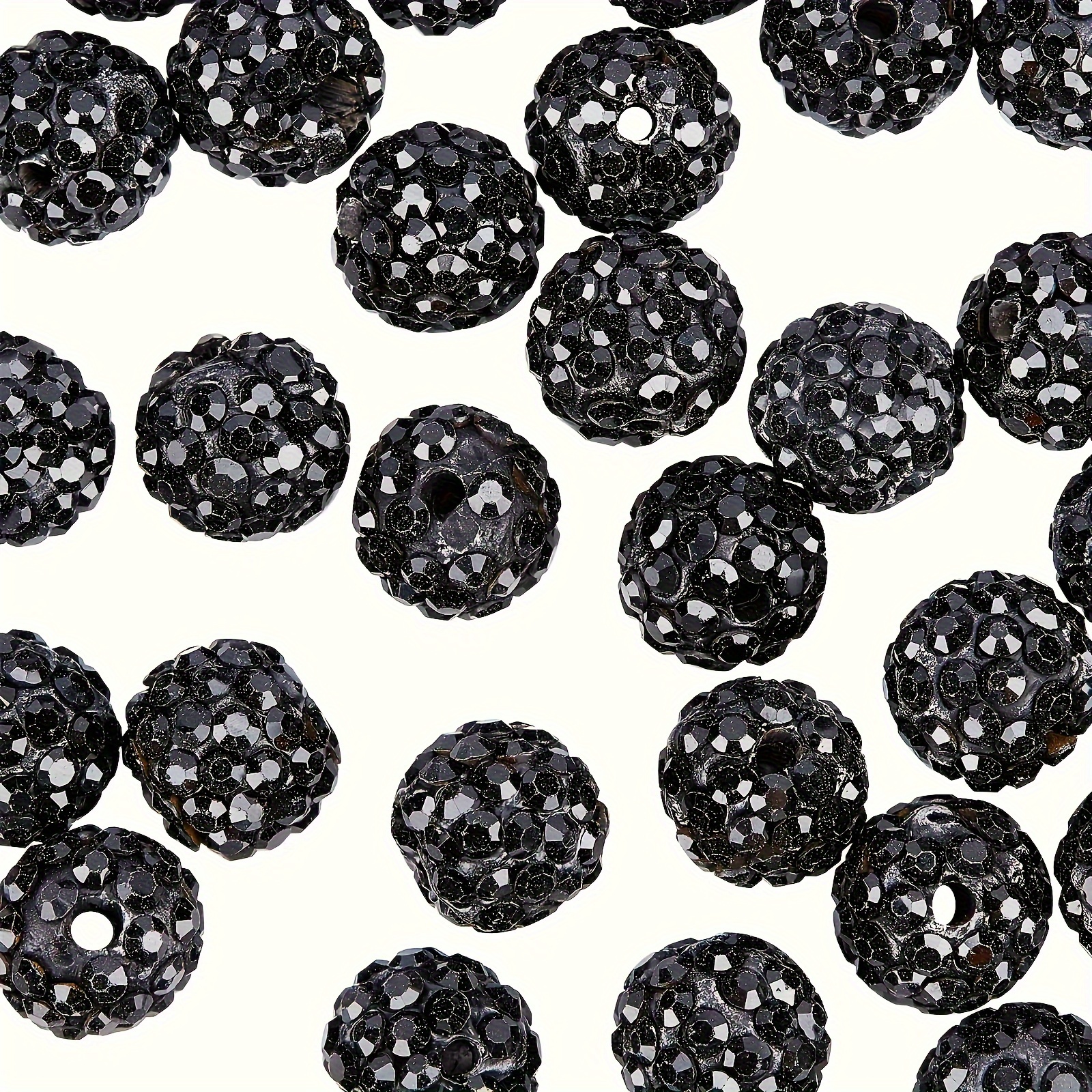 Image of 100pcs 10mm Rhinestone Clay Beads Ab Crystal Paving Polymer Clay Beads Round Beads Crystal Beads Suitable For Bracelets Necklaces Earrings Jewelry Making Christmas