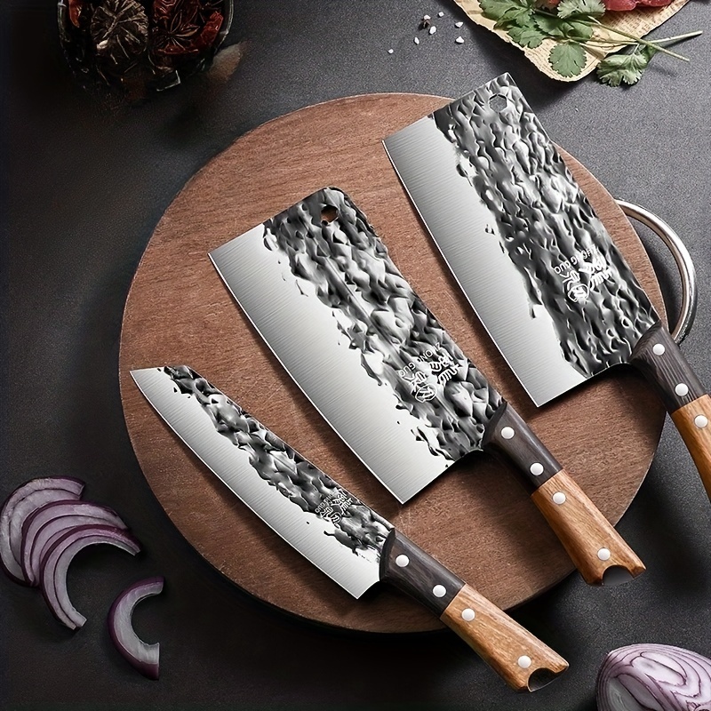 Stainless Steel Kitchen Knife Set Slicing Knife Meat Cleaver - Temu