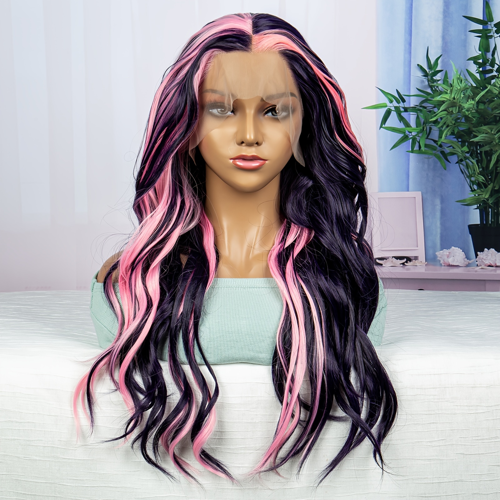 Colorful Long Curly Wig Body Wave Wig Synthetic Wig Temu