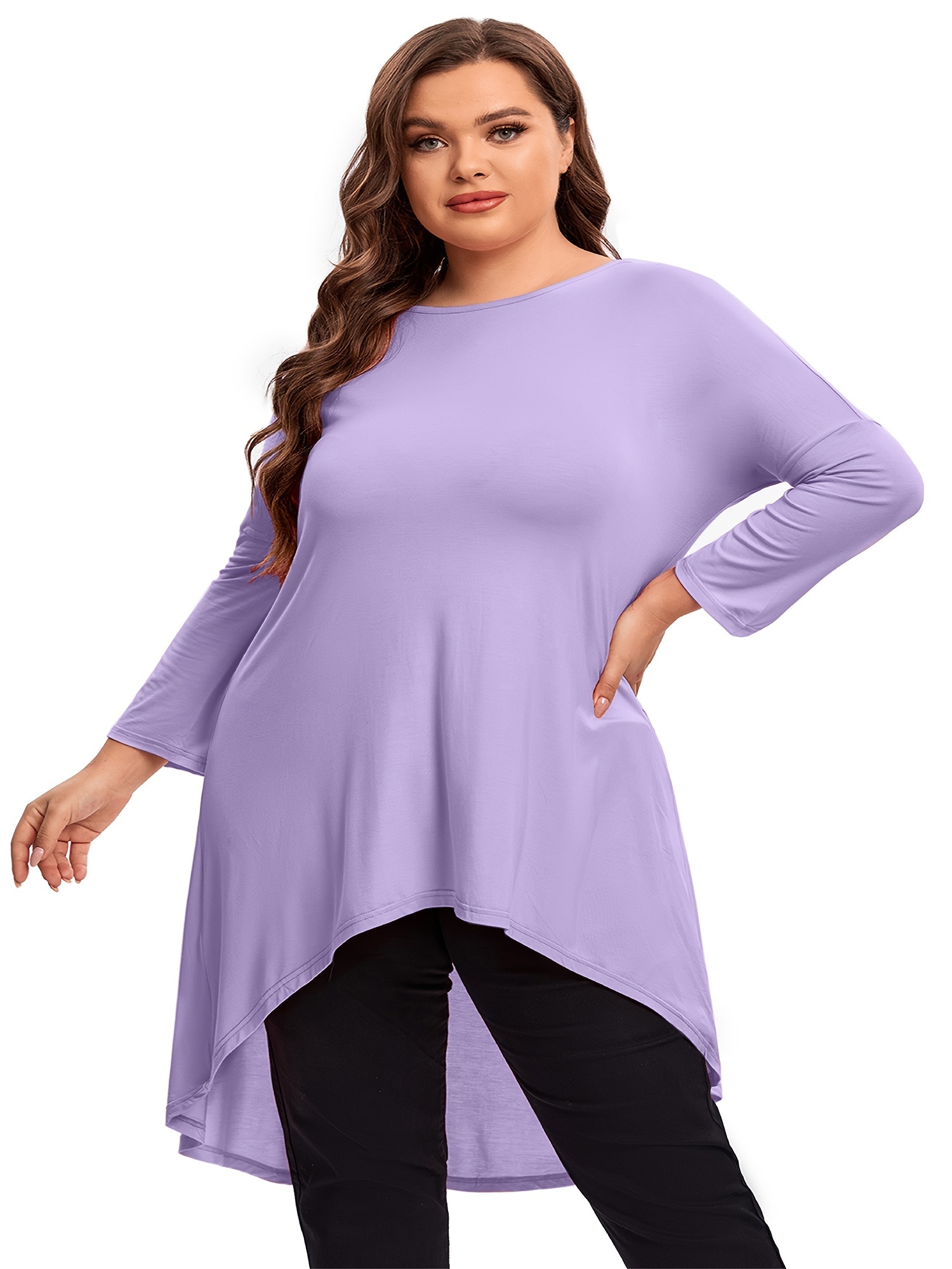 Buy theRebelinme Plus Size Women Purple Solid Color Smocked Sheer Peplum Top  online