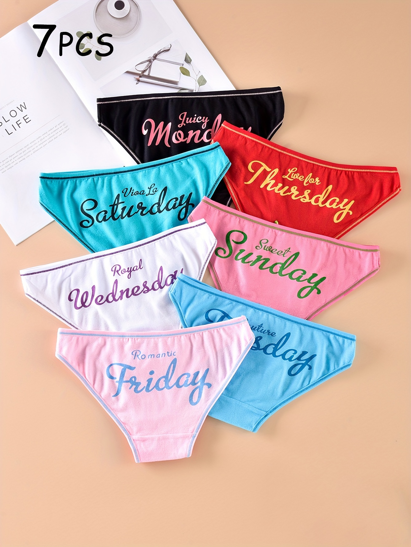Women's Solid Letter Waist Bikini Panties Breathable Medium - Temu Belgium