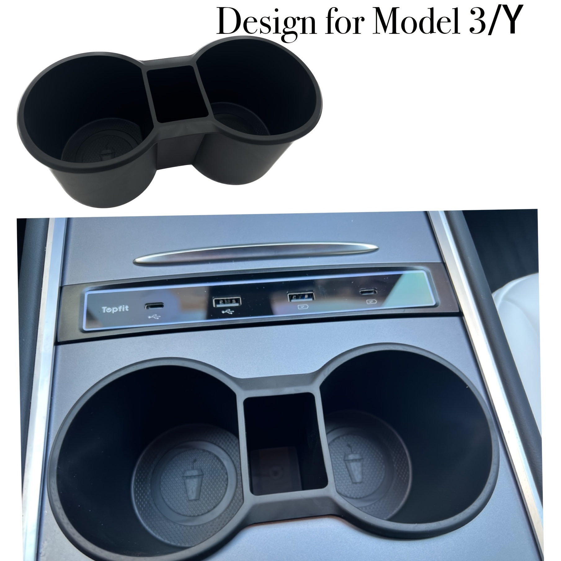 Topfit Tesla Model 3 Model Y Mittelkonsole Getränkehalter Silikon