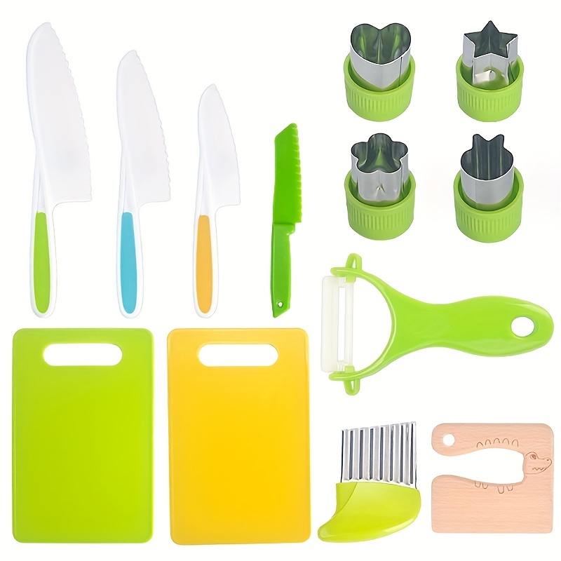 Cuchillo de cocina de plástico para niños pequeños, Nylon Set cuchillos de  cocina para niños seguros para la fruta, pan, tortas, pasteles, ensalada de  lechuga, el conjunto de cuchilla (3) Esg12141 