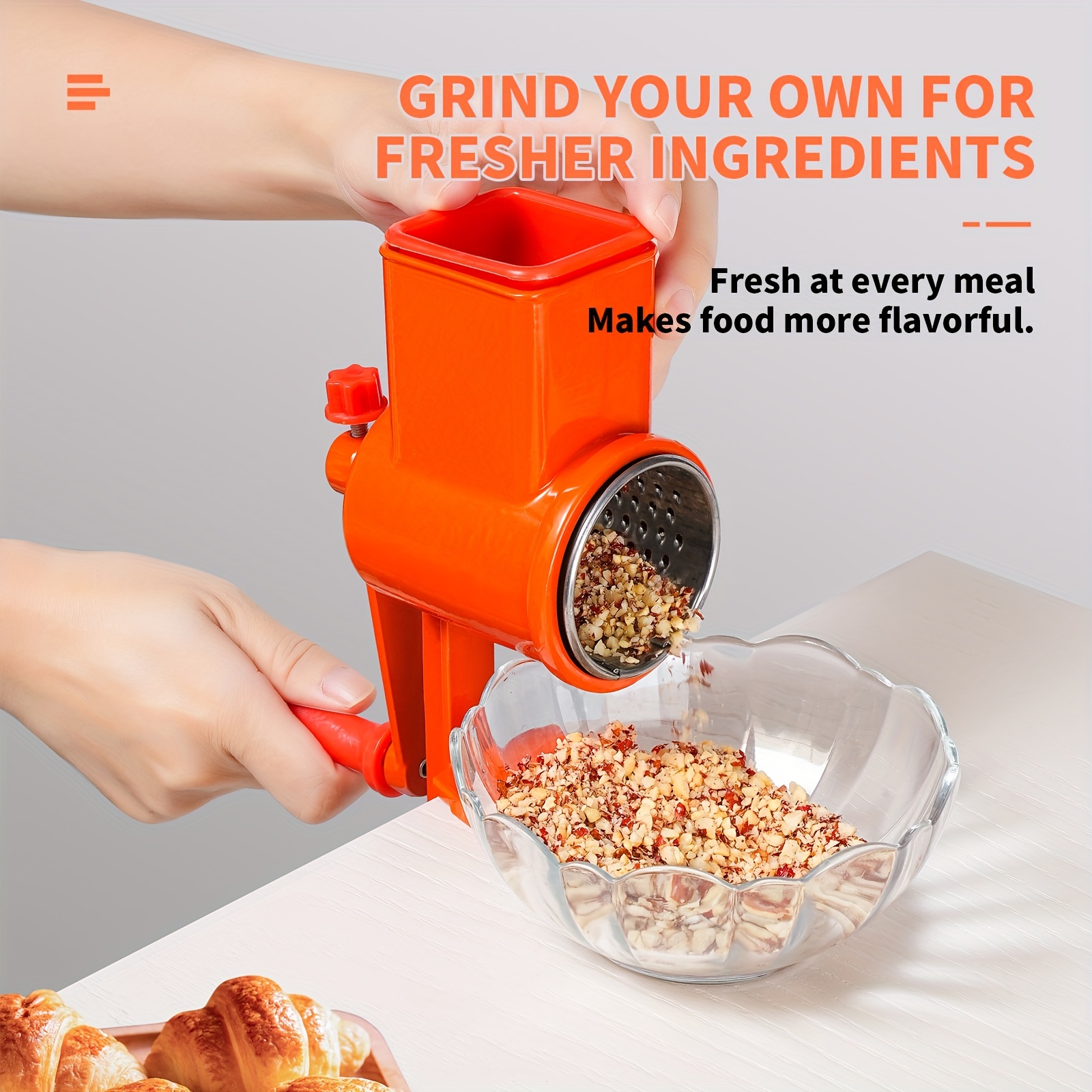 Rotary Cheese Grater, Manual Food Crusher With Interchangeable Drums For  Grating Cheese And Multi Nut, Nut Grinder, Kitchen Supplies, Kitchen  Accessories - Temu