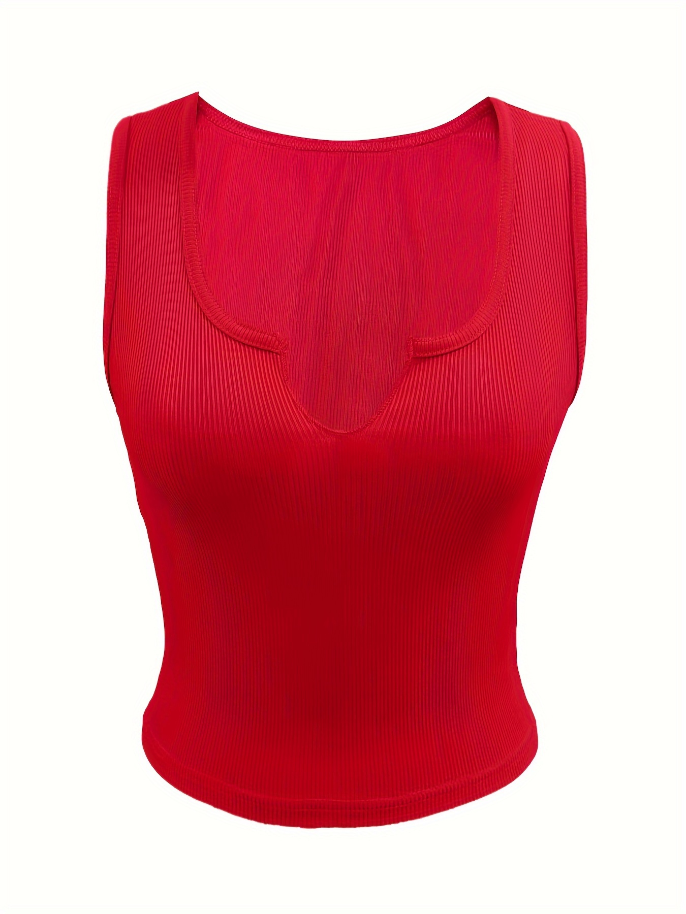 Women'S Fashionable Small V-Neck Tank Top - Light Blue, Ribbed, Notched Collar, Solid Color, Perfect for Spring/Summer/Fall, Casual Attire, Casual Wear|Vneck Top|Ribbed Texture