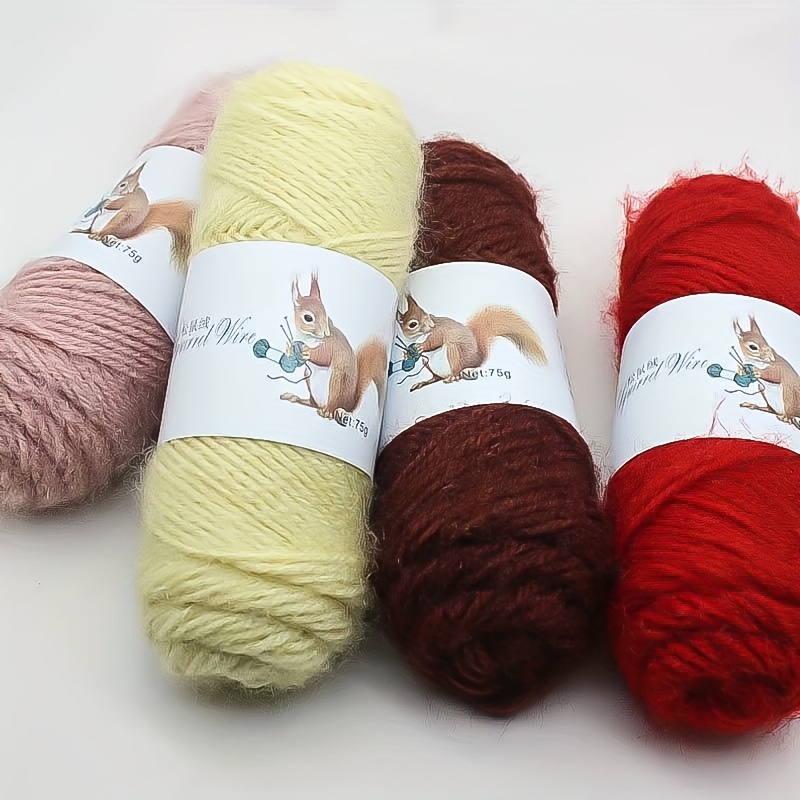  Ovillo de lana de 10.58 oz para tejer con ardilla, color beige  : Arte y Manualidades
