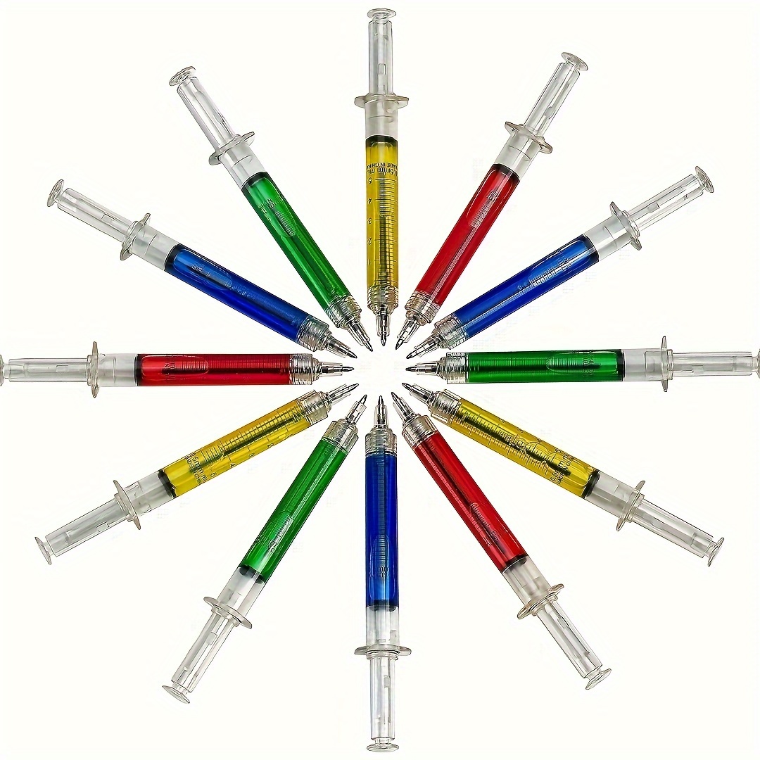 

12pcs/8pcs Creative Syringe Design Ballpoint Pen, School Ballpoint, Stationery Supplies