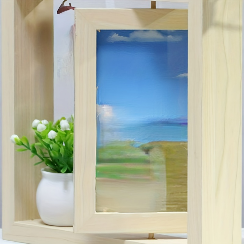 Creative Wooden Photo Frame Double sided Rotating Photo - Temu