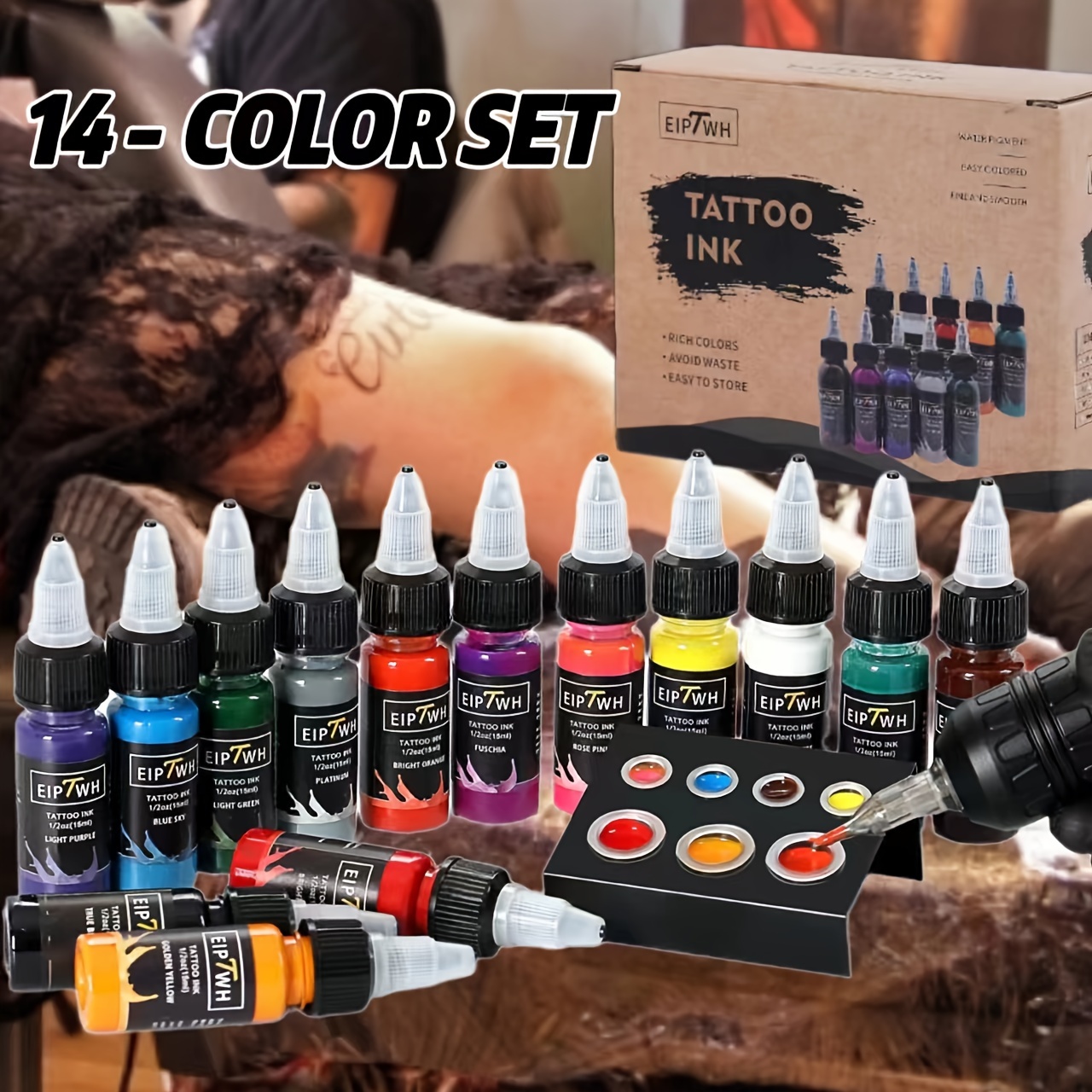 AUTHENTIC RADIANT COLORS 7 Color Tattoo Ink Set Kit 1/2oz 1/2 oz