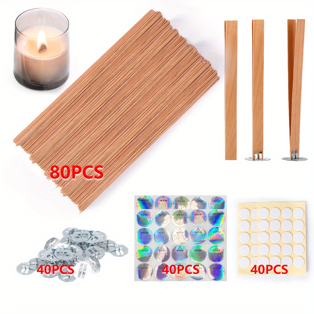 80Pcs New Useful DIY Wooden Candle Wicks Core Sustainer For Candles Making  Supplies