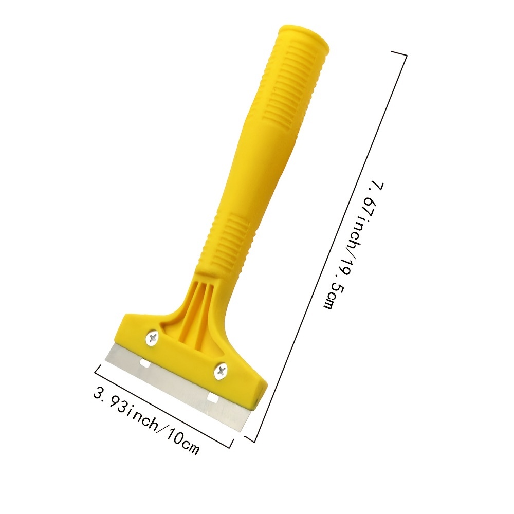 1pc Yellow Plastic Scraper Automotive Glue Removal Tool, Glass Cleaning Tool,  Retractable Multifunctional Film Sticker Scraper Tool