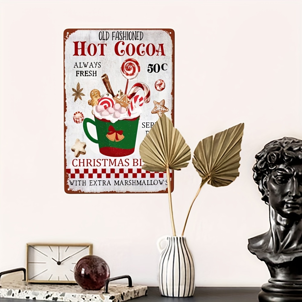 Tin Sign With Solid Stand Warm Up At The Hot Chocolate Bar For Holiday  Christmas Hot Chocolate Party Supplies, Christmas Winter Decorations - Temu  United Arab Emirates