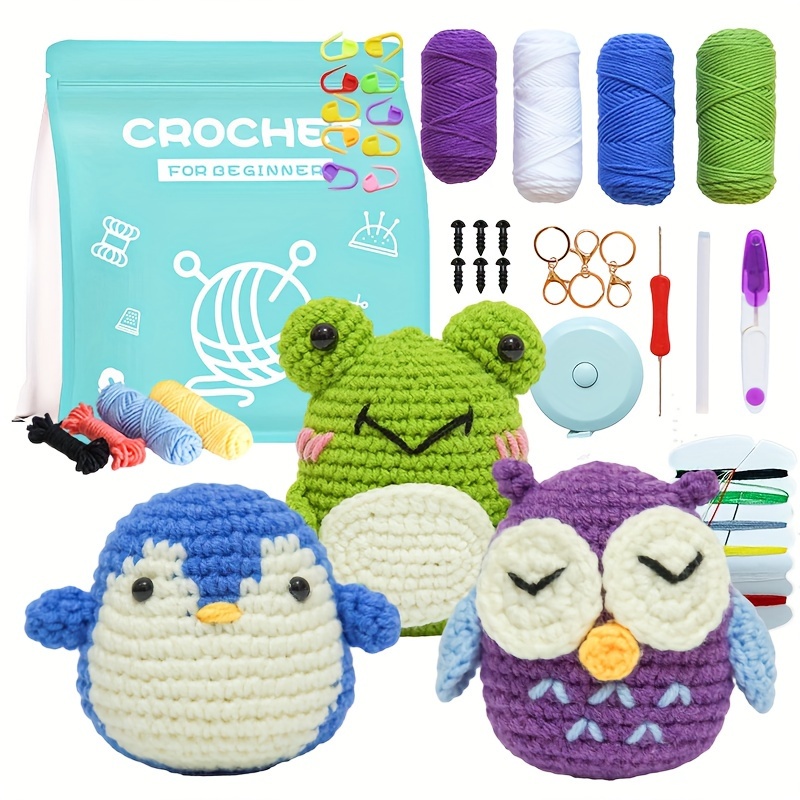 Frog Crochet Kit Including 5 Colors Yarn 1 X Crochet Hook 5 - Temu