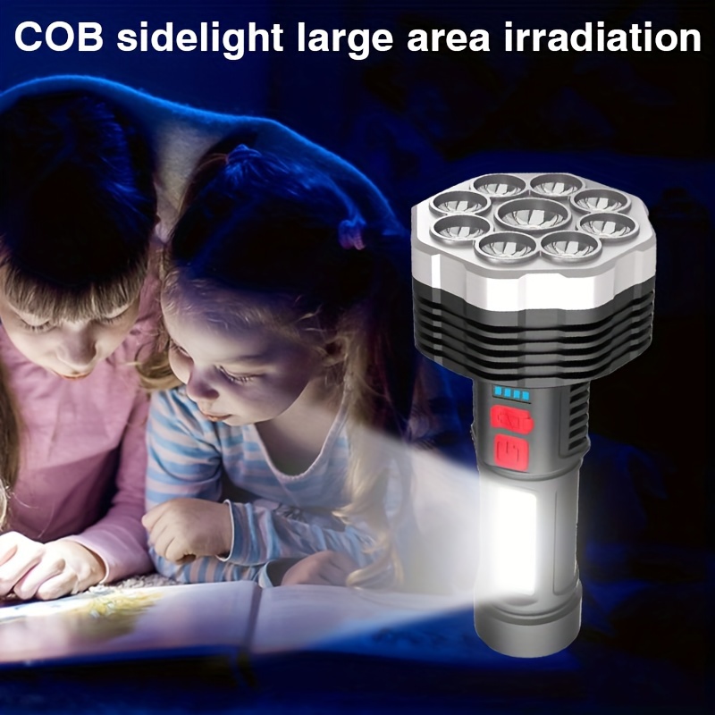 the new 9led cob flashlight 5 kinds of lighting modes intelligent electric display usb charging mostly used for walking night running lights details 4