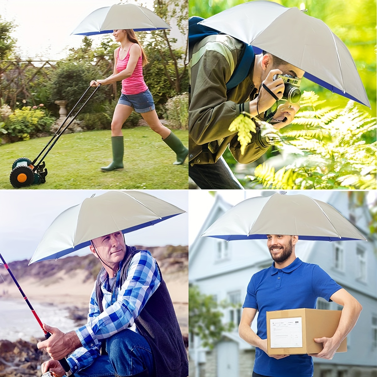 1pc Umbrella Hat, Fishing Umbrella Hat, Hands Free UV Protection Umbrella  Cap, Adjustable For Fishing Golf Camping Beach Gardening Sunshade Outdoor