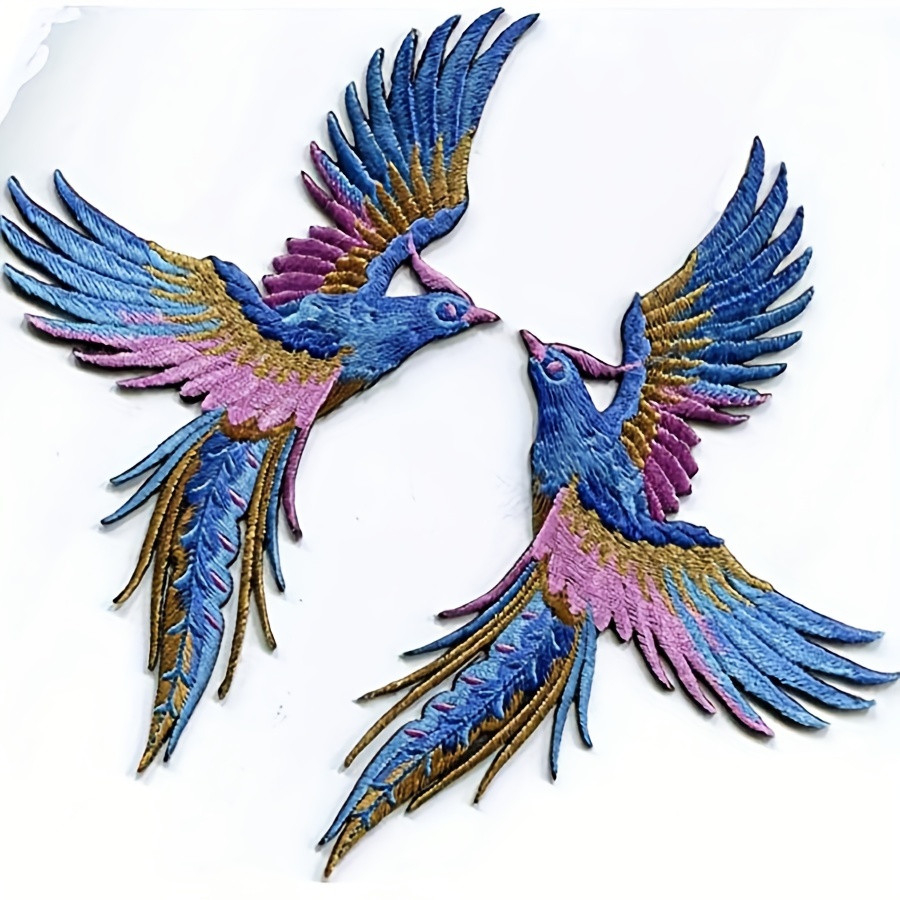 A Pair Of Phoenix Bird Water-soluble Embroidery Patches, Lace Clothing Repair Patches, Diy Appliques