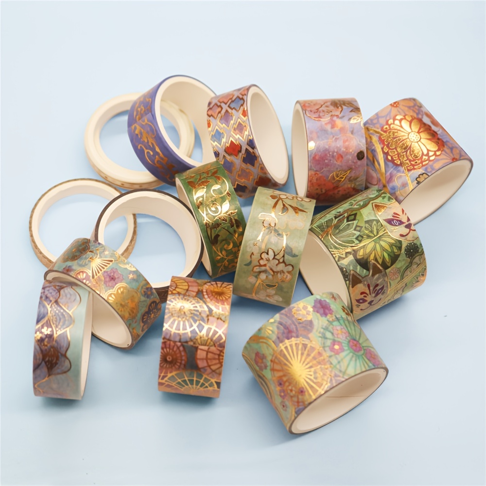 Gold/ Washi Tape - 6 Rolls Japanese Washi Tape, Wide Pretty Flowers Washi  Masking Tape, Perfect for Journal, Book, Planner 