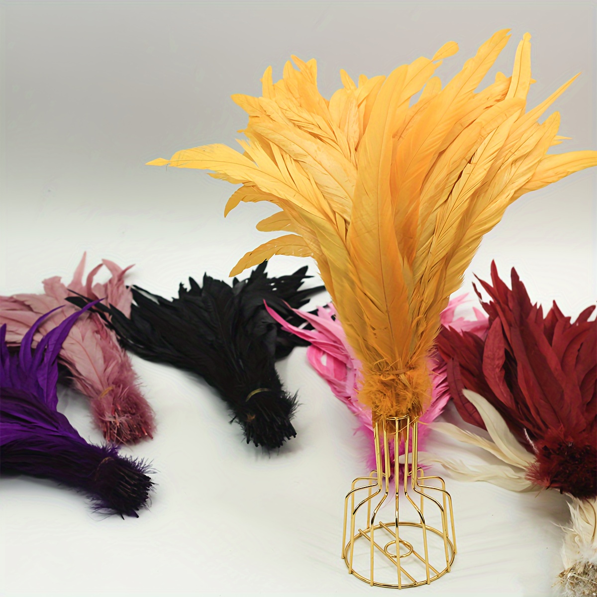 Spot Colorful Feather Rooster Tail Hair Head Flower Tie - Temu
