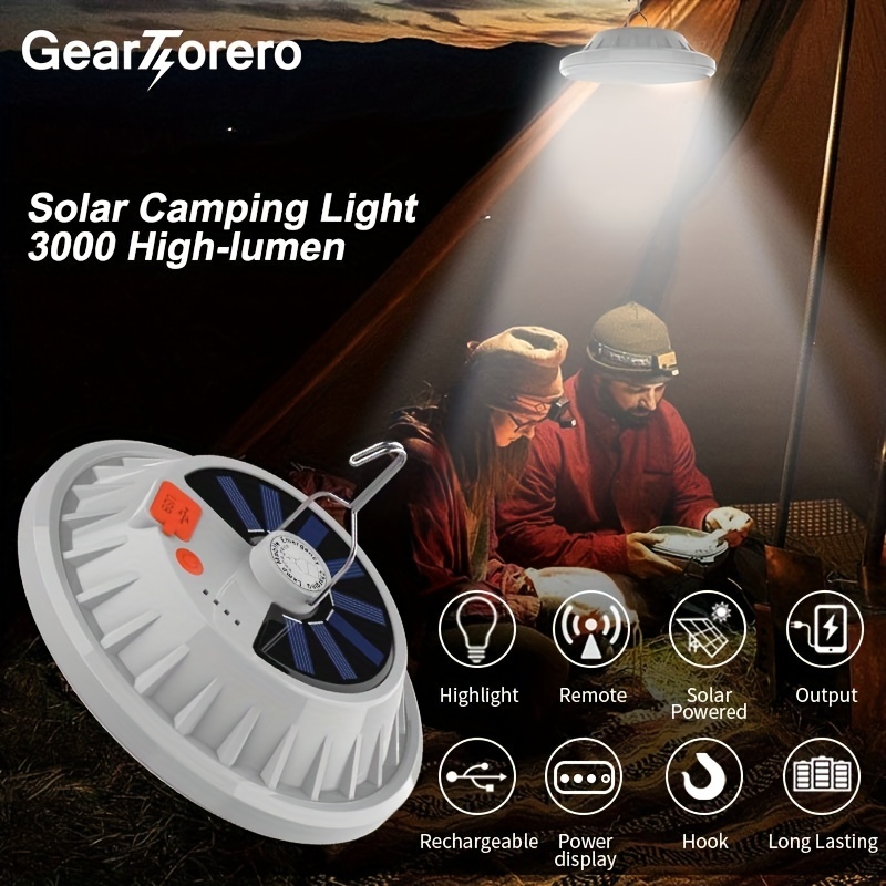 Linterna solar plegable para campamento, lámpara solar LED portátil USB  IP54, luces impermeables para equipo de mochilero, cargador de emergencia  para