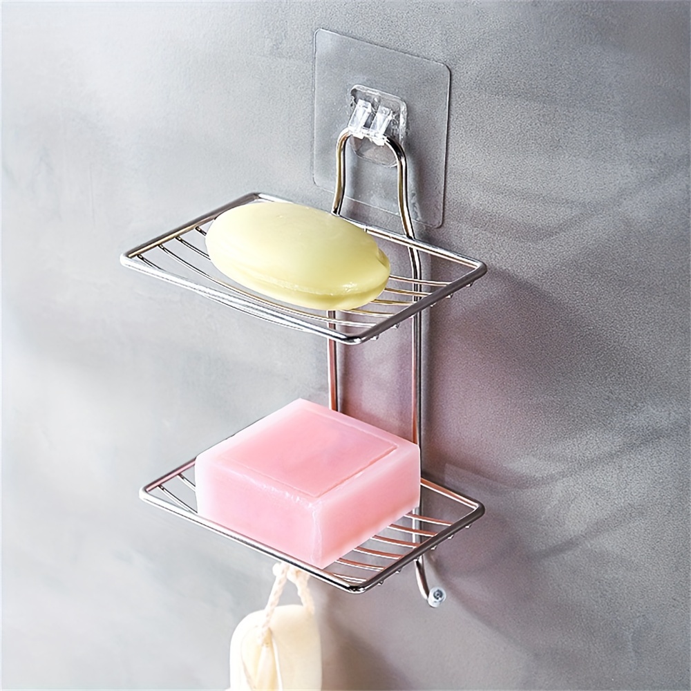 YUZP Soap Holder for Shower,Stainless Steel Soap Dish,Simple Bar Soap  Tray,Wall Mounted Soap Stand with 3M Adhesive Back,Rustproof Soap Saver  Sponge