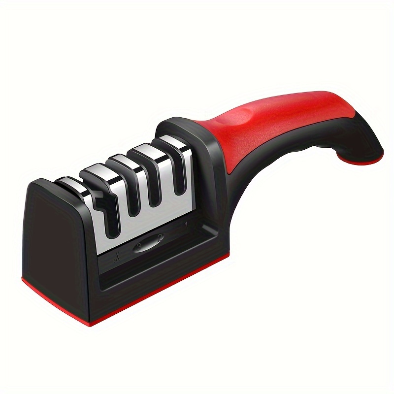 1pc Black 3 Stages Type Quick Sharpening Tool Knife Sharpener Handheld  Multi Function With Non Slip Base Kitchen Knives