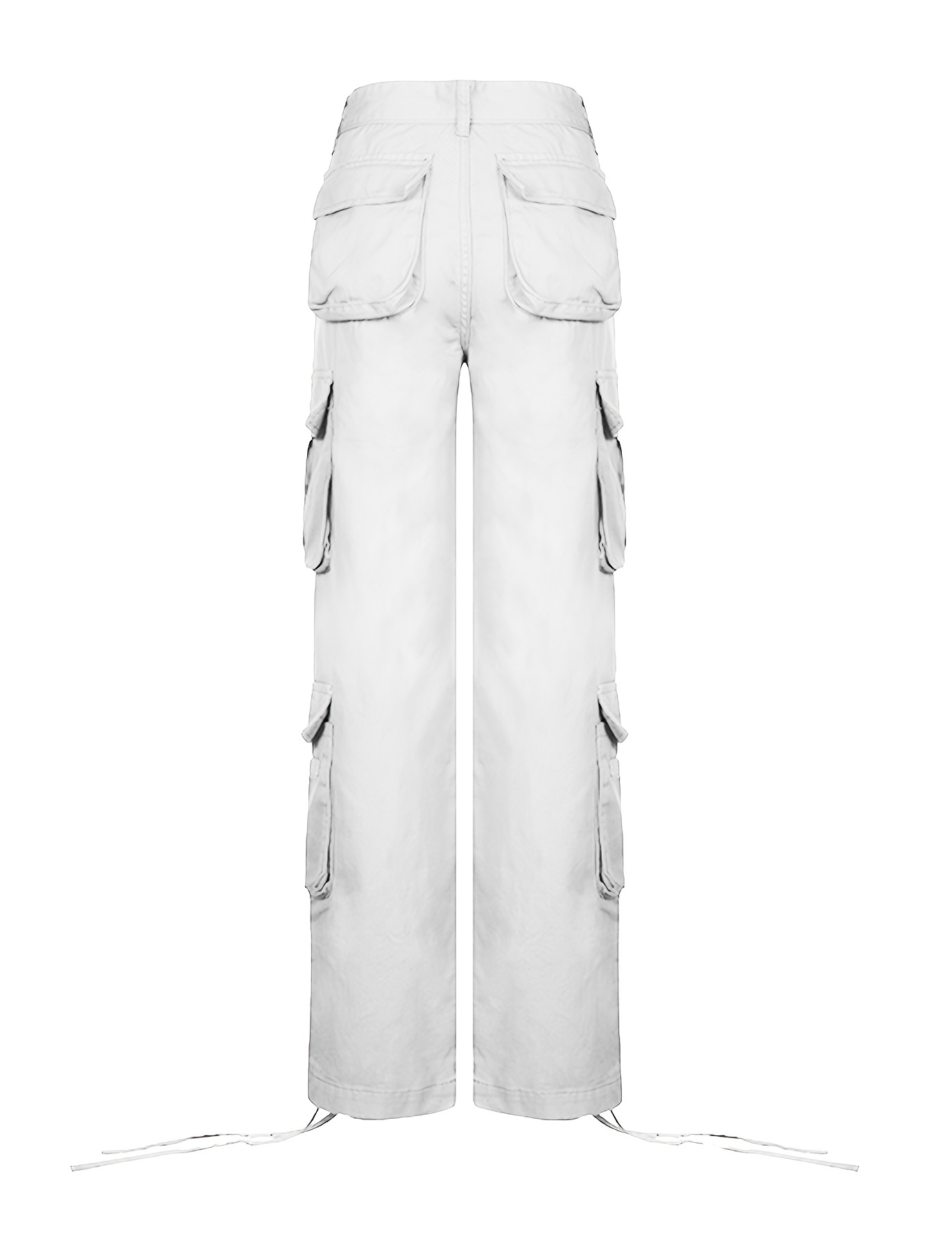 Solid Flap Pocket Loose Cargo Pants Casual Streetwear - Temu