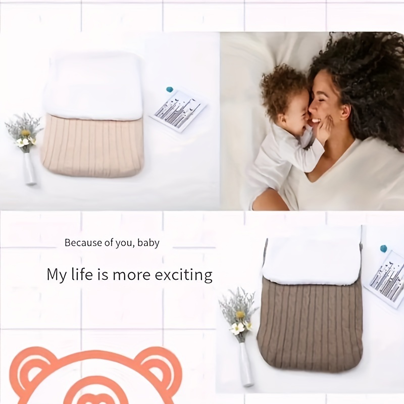 Baby Plus Velvet Sleeping Bag, Thickened Knitted Warm Blanket