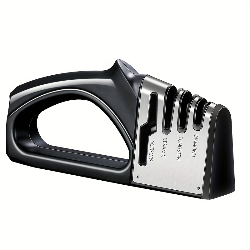 1pc Black 3 Stages Type Quick Sharpening Tool Knife Sharpener Handheld  Multi Function With Non Slip Base Kitchen Knives