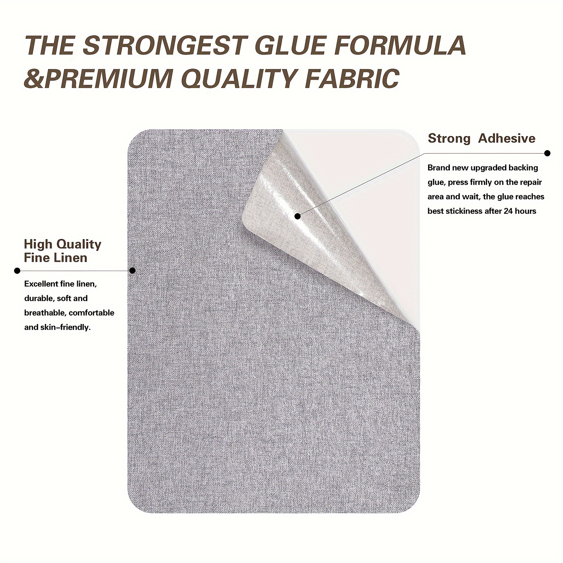 Self Adhesive Linen Fabric Patch Bright Grey Fine Linen - Temu