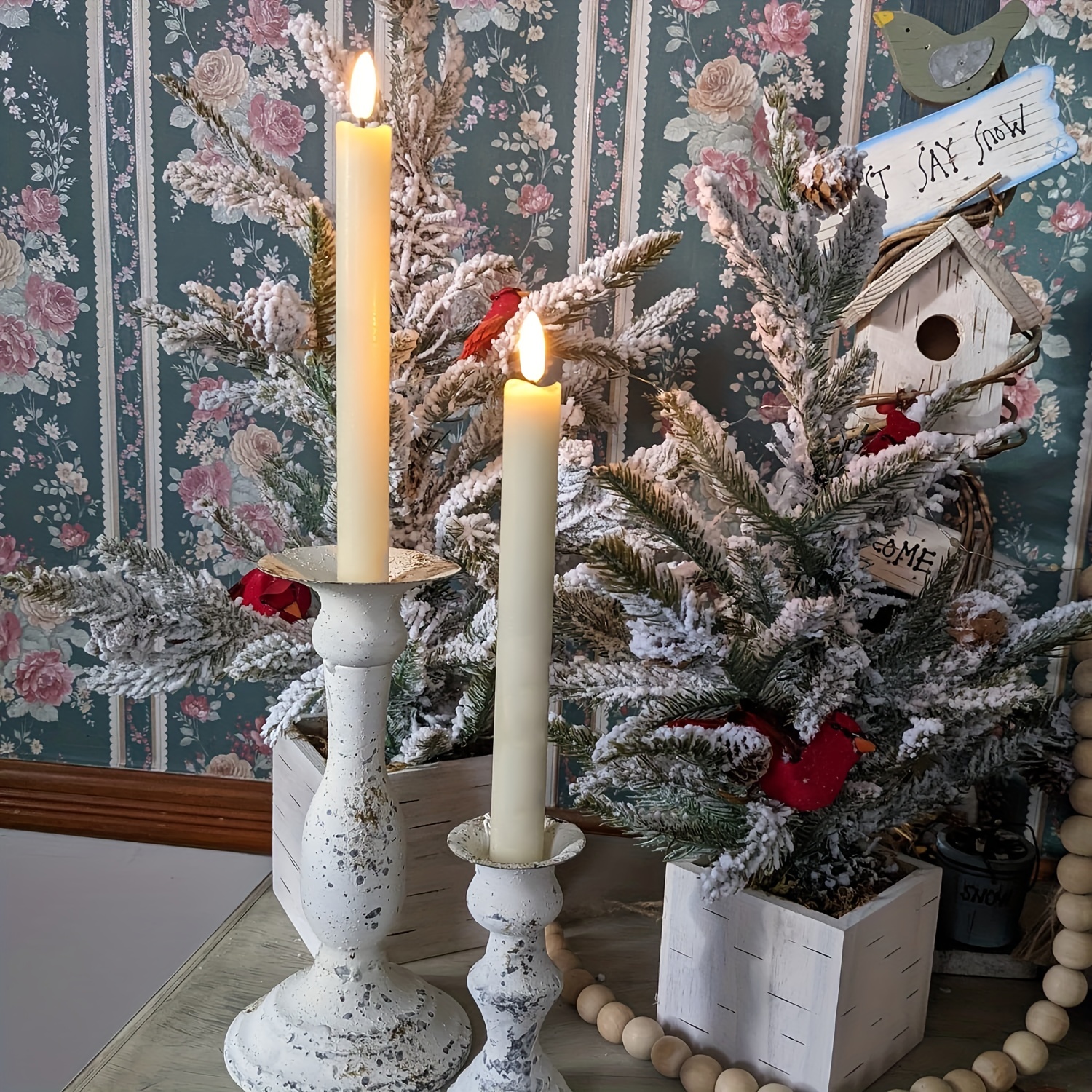 JHY DESIGN Lot de 3 bougies à piles en verre Bougies à LED à flamme mobile  Bougies sans flamme en vraie cire Bougies électriques scintillantes avec  minuterie de 6 heures pour Noël (