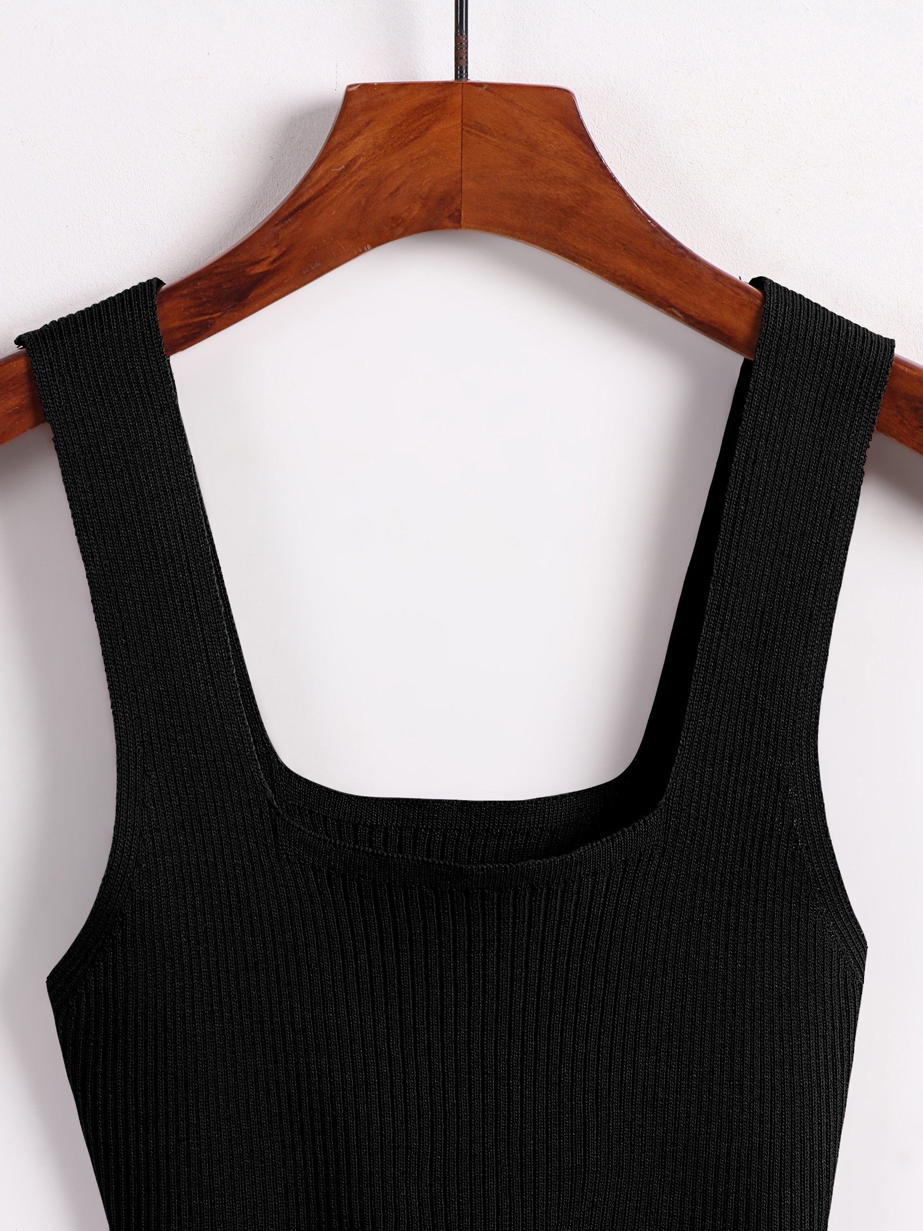 Black Crop Ribbed Knit Vest