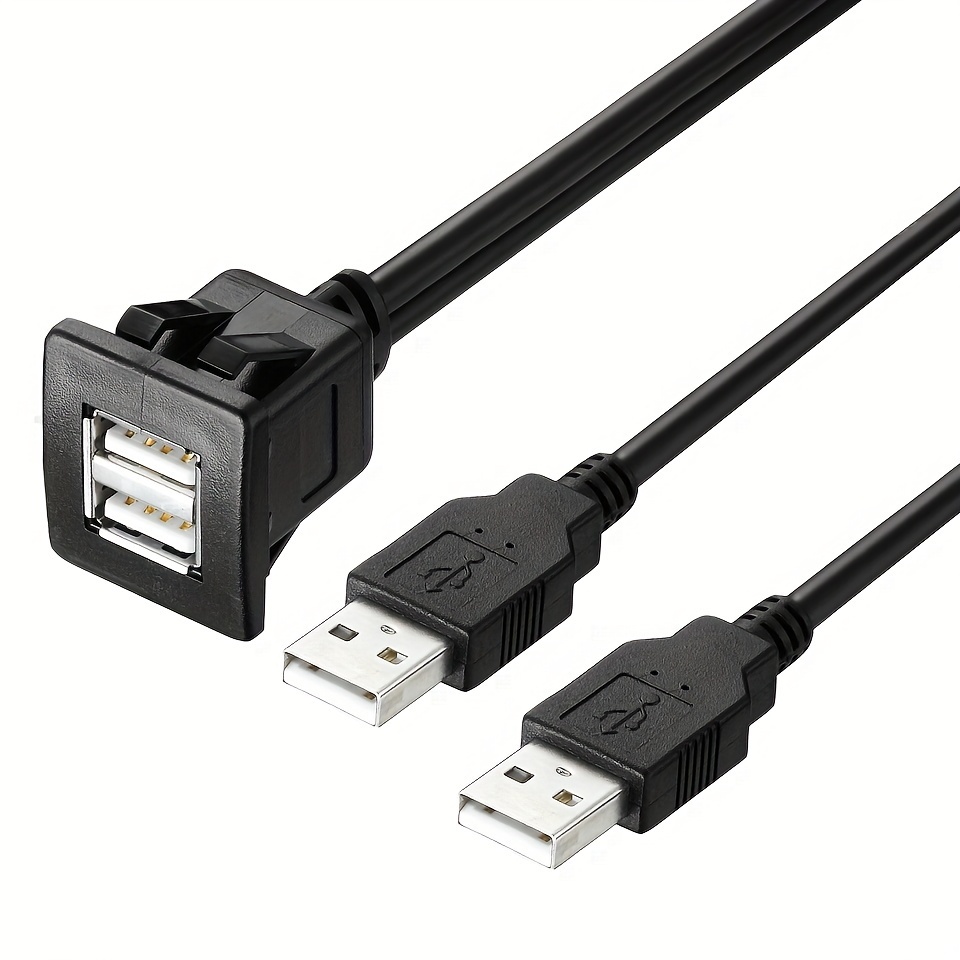 Câble de tableau de bord double USB pour montage encastré, 1 mètre