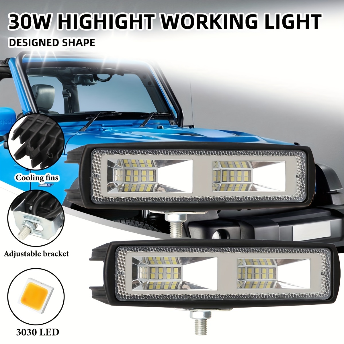 Barre lumineuse LED 60 W / 30 cm / Feu de route 