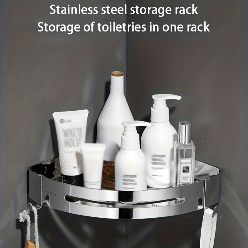 2pcs Stainless Steel Bathroom Storage Rack Set, Corner Shower
