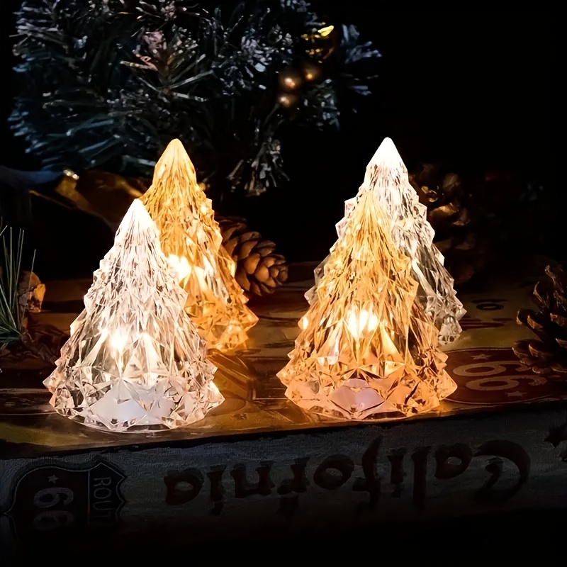 Acrylic Christmas Tree Colorful Night Light Glowing - Temu