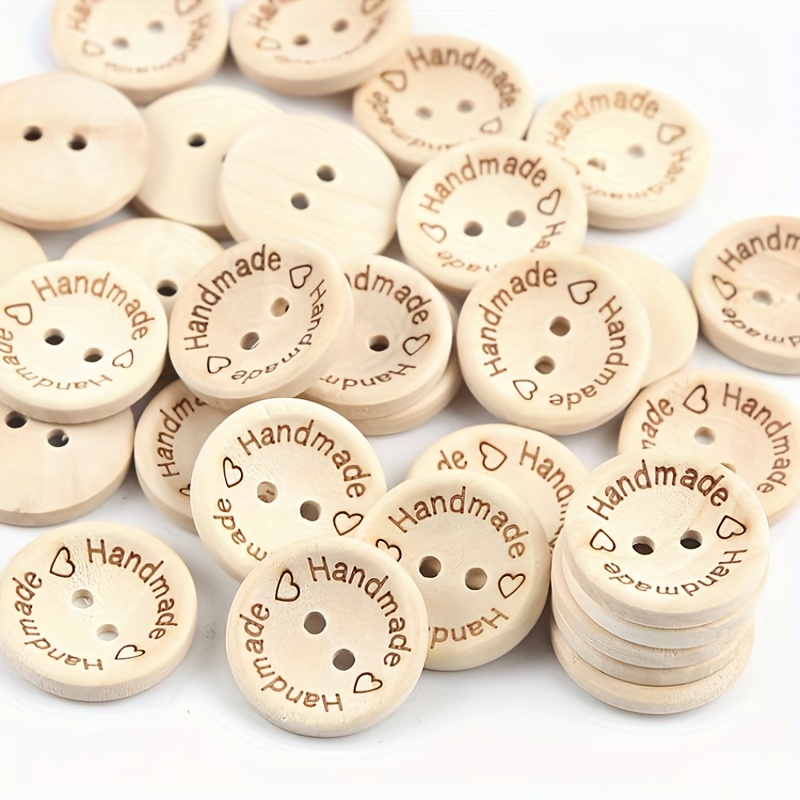 Handmade With Love Wooden Buttons Sewing Scrapbooking Cards Crafts  15/20/25mm 